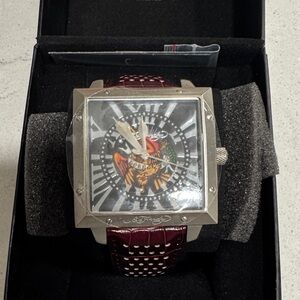 Ed Hardy Square Case Eagle Watch DE-ELO102 – Stainless Steel – Needs Battery